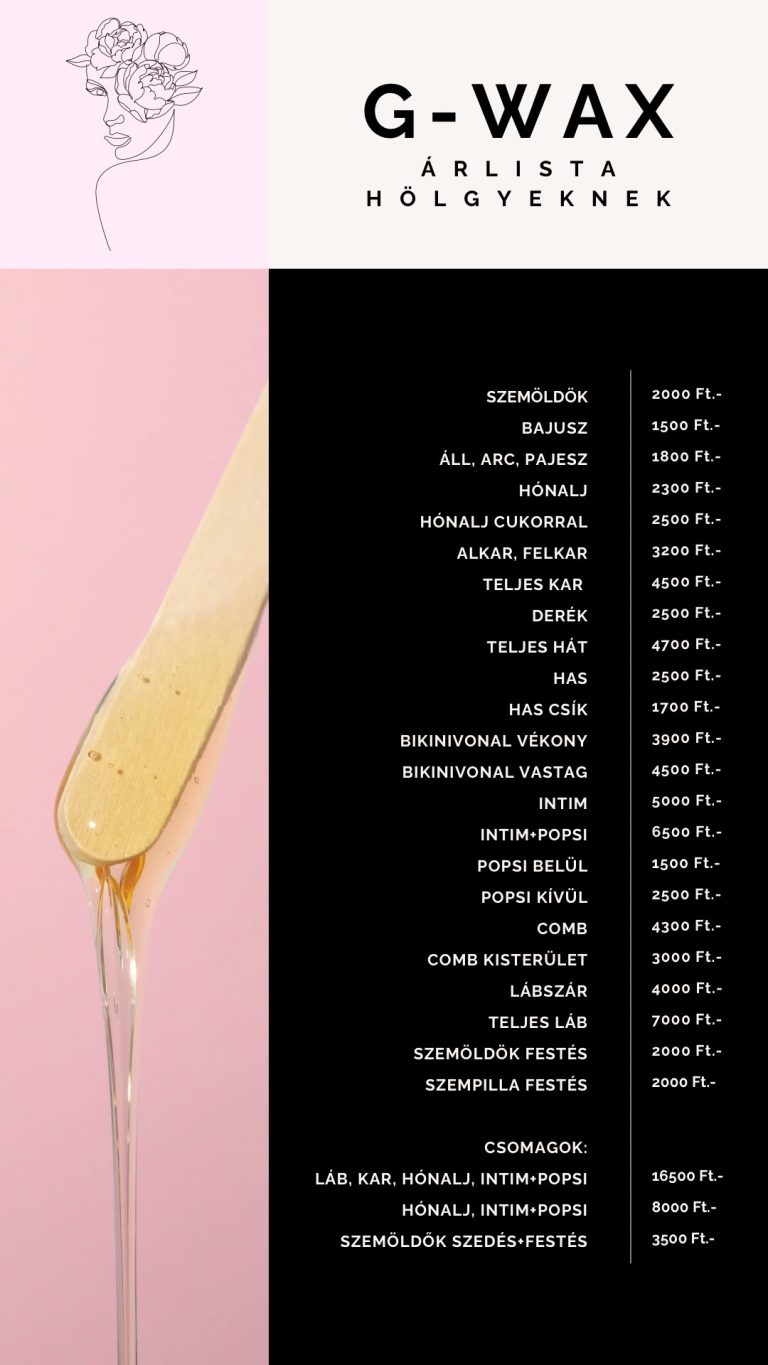 Gyantázás 9. kerület árlista női